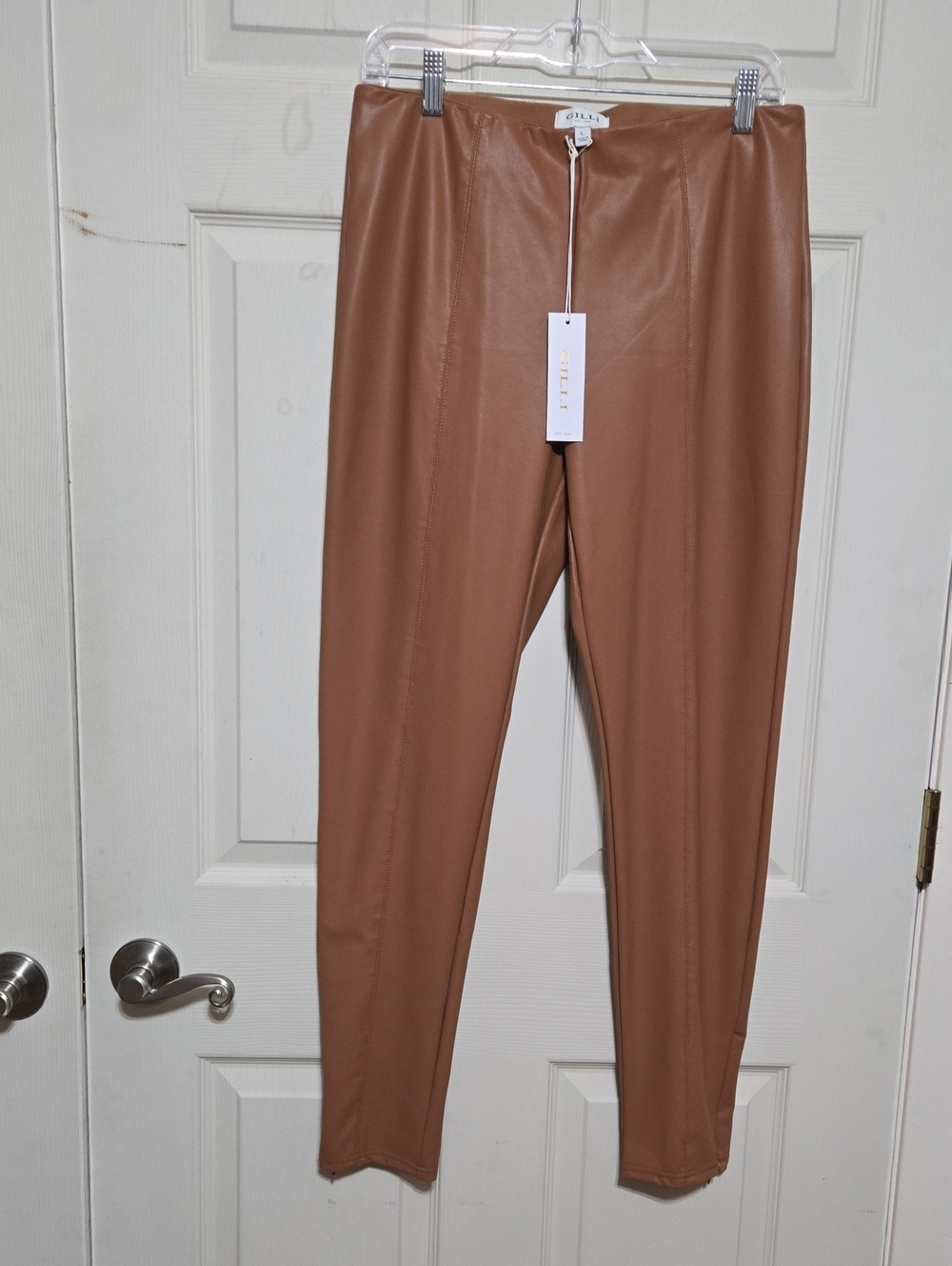 Gilli Faux Leather Leggings - Cognac